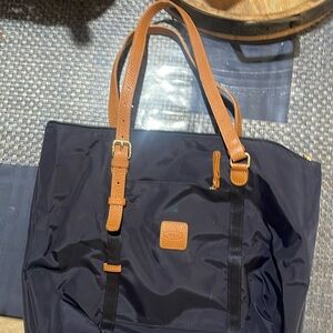 Bric's medium Sportina Large Black Travel Tote Italian Leather Straps